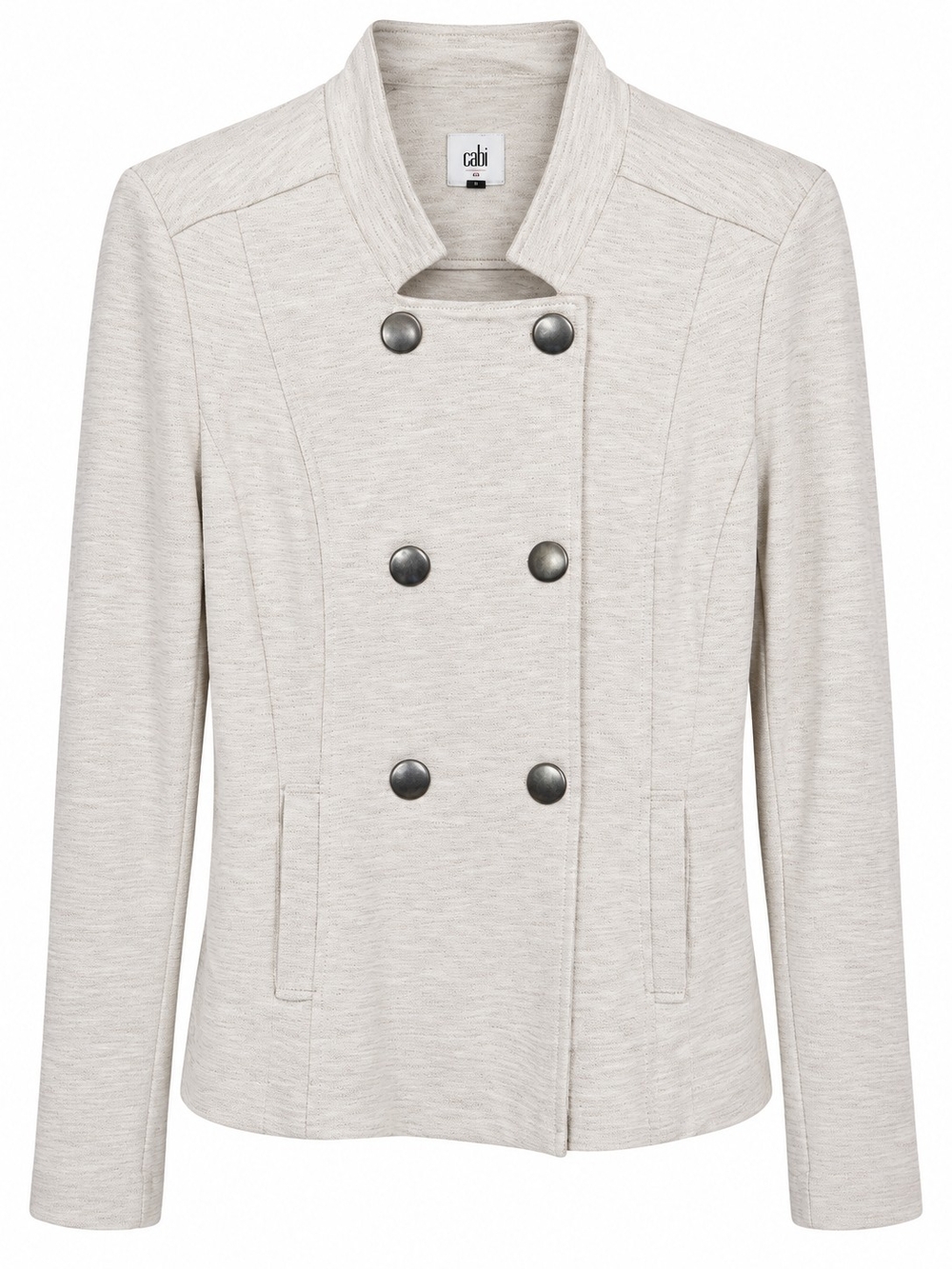 CAbi Cream/Light Gray Double-Breasted Military-Style Jacket